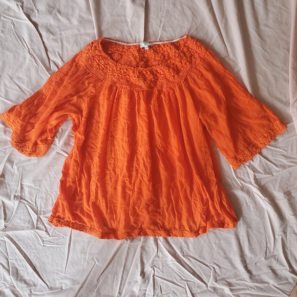 Crown & Ivy 3/4 Sleeve Blouse Orange - Picture 3 of 3